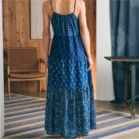 Faherty Sun Chaser Tiered Maxi Dress Size Small Blue Sleeveless Sundress New NWT - Picture 3 of 8